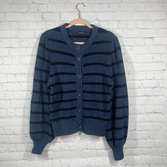 WHO WHAT WEAR Sweaters - Who What Wear Women's Size L Knit Cardigan Blue with stripe cardigan Free Ship